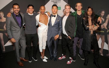 Nyle DiMarco, Stefano Churchill, Devin Clark, Justin Kim, Dustin McNeer, Mikey Heverly and Bello Sanchez attend the 'America's Next Top Model' Cycle 22 premiere party.