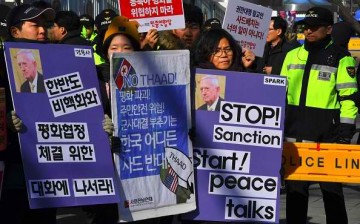 Protests in South Korea over the THAAD.