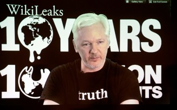 WikiLeaks founder Julian Assange participates via video link at a news conference marking the 10th anniversary of the secrecy-spilling group.