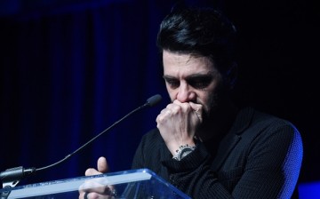 Illusionist Criss Angel becomes emotional while talking about his son Johnny Crisstopher Sarantakos at the third annual Tyler Robinson Foundation gala benefiting families affected by pediatric cancer.