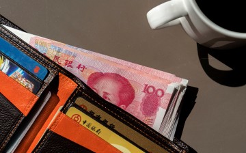 RMB banknotes in a wallet.