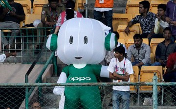 An Oppo mascot is seen in the stands during the ICC World Twenty20 India 2016 match between Sri Lanka and West Indies at M. Chinnaswamy Stadium on March 20, 2016 in Bangalore, India.