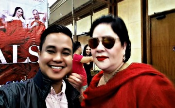 Filmmaker and screenwriter Conan Altatis poses with 2016 Cannes Film Festival Best Actress Jaclyn Jose during the 'D' Originals' press conference on April 5, 2017 at GMA Network Center, Quezon City, Metro Manila. 