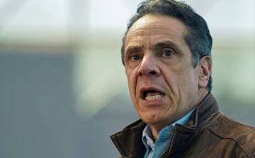 New York Governor Andrew Cuomo speaks at the COVID-19 vaccination site at Jacob K. Javits Convention Center in New York City, U.S. 