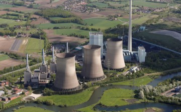 An aerial picture shows the four natural-gas power plants 