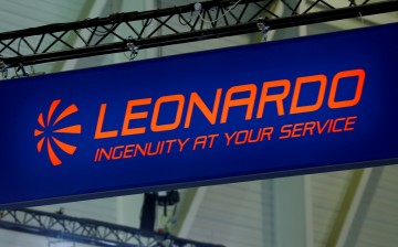 The logo of defence group Leonardo in Geneva, Switzerland, 