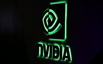 A NVIDIA logo is shown at SIGGRAPH 2017 in Los Angeles, California, U.S.