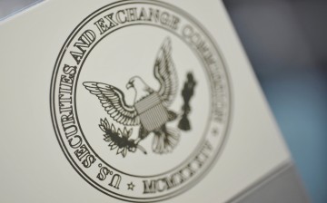 The U.S. Securities and Exchange Commission logo adorns an office door at the SEC headquarters in Washington