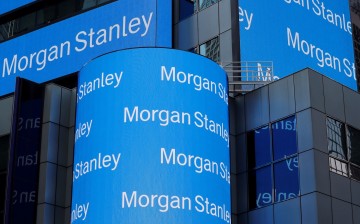 A sign is displayed on the Morgan Stanley building in New York U.S.,