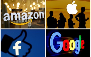 The logos of Amazon, Apple, Facebook and Google