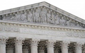 A view shows the pediment of the U.S. Supreme Court building in Washington, D.C., U.S