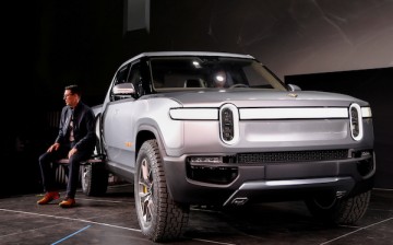R.J. Scaringe, Rivian's CEO, introduces his company's R1T all-electric pickup truck at Los Angeles Auto Show in Los Angeles, California, U.S.