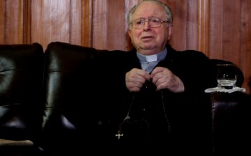 Chilean priest Fernando Karadima is seen inside the Supreme Court building in Santiago, Chile,