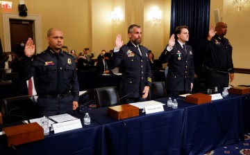 U.S. Capitol Police sergeant Aquilino Gonell; Washington DC Metropolitan Police Department officers Michael Fanone and Daniel Hodges, and U.S. Capitol Police Officer Harry Dunn