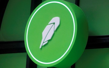 The logo of Robinhood Markets, Inc. is seen at a pop-up event on Wall Street after the company's IPO in New York City, U.S.,