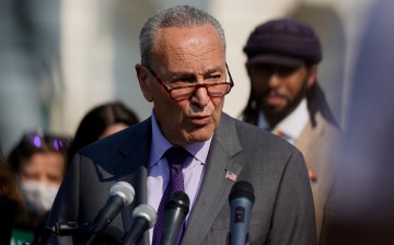 U.S. Senate Majority Leader Chuck Schumer (D-NY) speaks during a news conference urging action on climate change outside the U.S. Capitol in Washington, U.S.