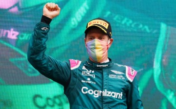  Formula One F1 - Hungarian Grand Prix - Hungaroring, Budapest, Hungary - August 1, 2021 Second placed Sebastian Vettel of Aston Martin