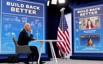 U.S. President Joe Biden meets virtually with governors, mayors, and other state and local elected officials to discuss the bipartisan Infrastructure Investment and Jobs Act,