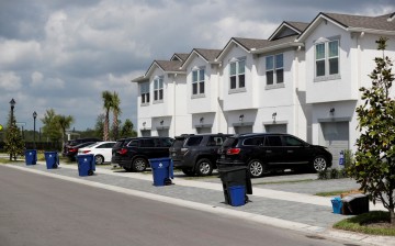 New townhomes are seen in a subdivision while building material supplies are in high demand in Tampa, Florida, U.S.