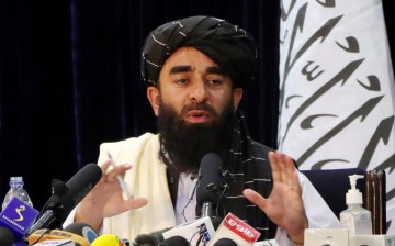 Taliban spokesman Zabihullah Mujahid speaks during a news conference in Kabul, Afghanistan 