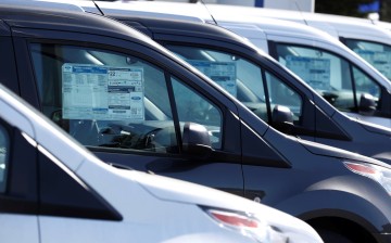 Vehicles for sale are seen at Serramonte Ford in Colma, California, U.S.