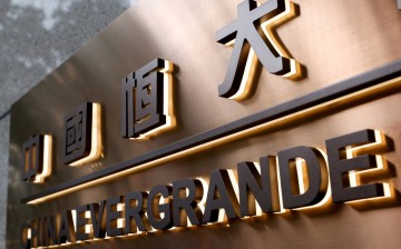The China Evergrande Centre building sign is seen in Hong Kong, China