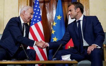 U.S. President Joe Biden meets with French President Emmanuel Macron ahead of the G20 summit in Rome, Italy,