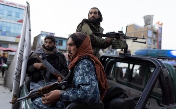 Taliban members in charge of security patrol in Kabul, Afghanistan