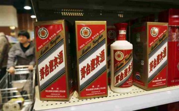 Moutai liquors on a shelf at a supermaket in Xuchang, Henan Province. Health authorities are debating whether to permit gold flakes to be added to baijiu.