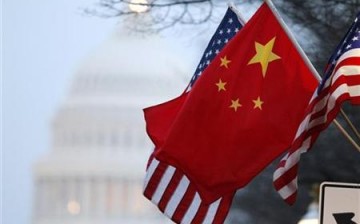 The People's Republic of China flag and the U.S. flag in Washington, D.C.