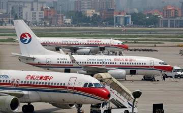 A fleet of Chinese planes on standby at the Hongqiao International Airport in Shanghai.