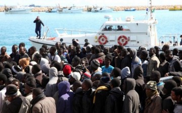 Libyan refugees rescued by the Italian navy