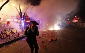 Beijing monitored air quality during the New Year celebration as a result of the heavy use of firecrackers.