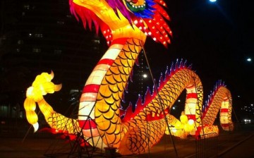A 100-meter-long illuminated dragon lantern at Docklands, Melbourne.