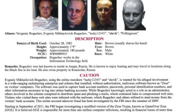 Russian national Evengiy Bogachev's FBI Most Wanted poster