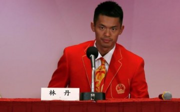 China's badminton player Lin Dan at a news conference in 2012.