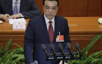 Chinese Premier Li Keqiang speaks during a session of the National People's Congress at the Great Hall of the People in Beijing on March 5. 