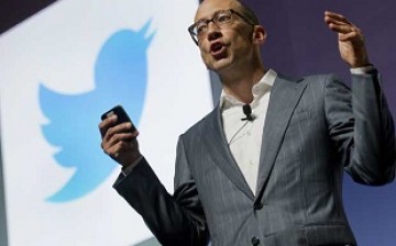 Dick Costolo, chief-executive officer of microblogging site Twitter, speaks at a conference. 