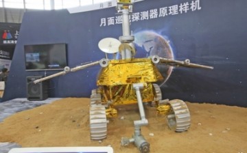 A prototype of Yutu, China's lunar rover, on display before its launching in 2013. 