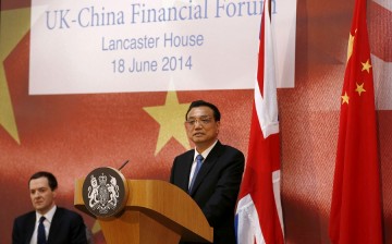 Chinese Premier Li Keqiang addresses delegates at the U.K.-China Financial Forum at Lancaster House in London, June 18, 2014. 