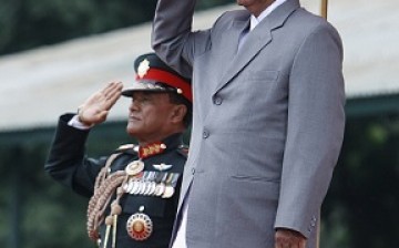 Nepali President Ram Baran Yadav salutes the Army during a ceremony in Kathmandu in 2008.