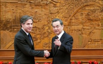 Foreign Minister Wang Yi with U.S. Deputy Secretary of State Tony Blinken at the Olive Hall before a meeting at the Foreign Ministry office in Beijing in Feb. 2015.