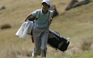 A young golfer during a junior tournament at the Clearwater Bay Golf and Country Club in Hong Kong in 2007. 