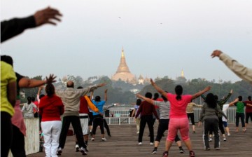 People exercising at the park