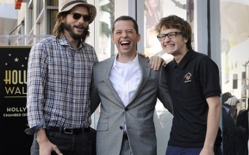 Actor Ashton Kutcher With Jon Cryer and Angus T. Jones