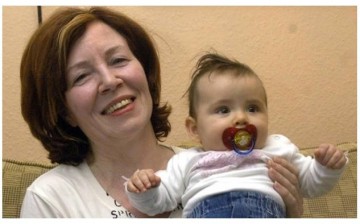 Then 55-year-old Annegret Raunigk posing with her daughter Leila in Berlin, Germany on Nov 3, 2005. 