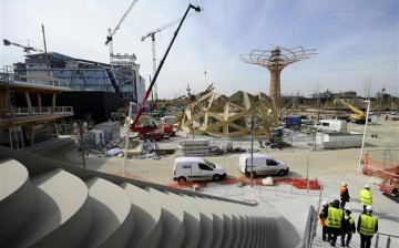Exposition pavilions for the Expo Milan 2015, where over 150 participants are expected to join, are being set up.