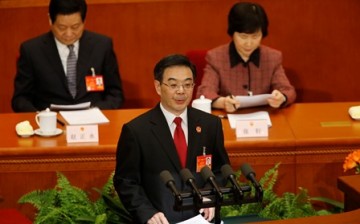 Zhou Qiang, president of China's Supreme People's Court, at the third plenary session of the National People's Congress (NPC) at the Great Hall of the People in Beijing, in March 2014.