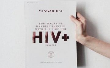 The cover of the magazine Vangardist was printed with ink mixed with HIV+ blood.