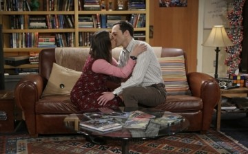 Mayim Bialik and Jim Parsons as Amy and Sheldon